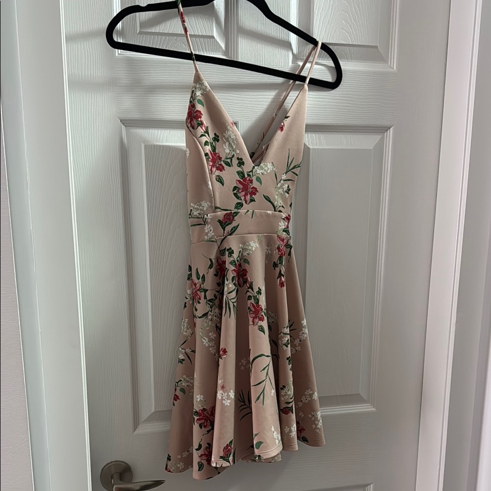 Floral V-Neck Spaghetti Strap Dress - Pink